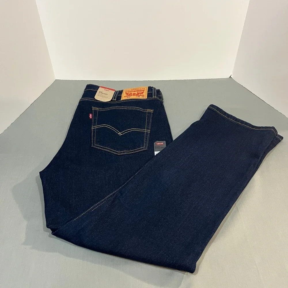 Levi's 514 Straight Jeans Mens 38x30 Blue Dark Wash Stretch Denim